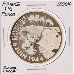 2004 1 1/2 Euros France Silver Proof Coin
