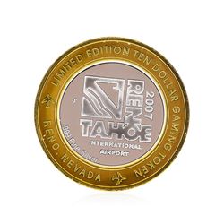 .999 Silver Reno/Tahoe International Airport $10 Casino Gaming Token Limited Edi