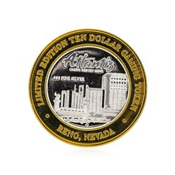 .999 Silver Atlantis Casino Resort Reno, NV $10 Casino Gaming Token Limited Edit