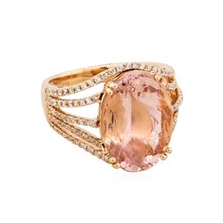 14KT Rose Gold 9.60ct Morganite and Diamond Ring