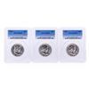 Image 1 : Set of (3) 1956 Franklin Half Dollar Coins PCGS MS65