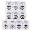 Image 1 : Set of (10) 2012 Lydian Mint .999 Silver 1 Troy Ounce Coins NGC Certified