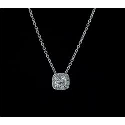 1.58 TCW Ideal Square Diamond Necklace w/ Halo