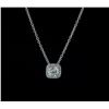 Image 1 : 1.58 TCW Ideal Square Diamond Necklace w/ Halo
