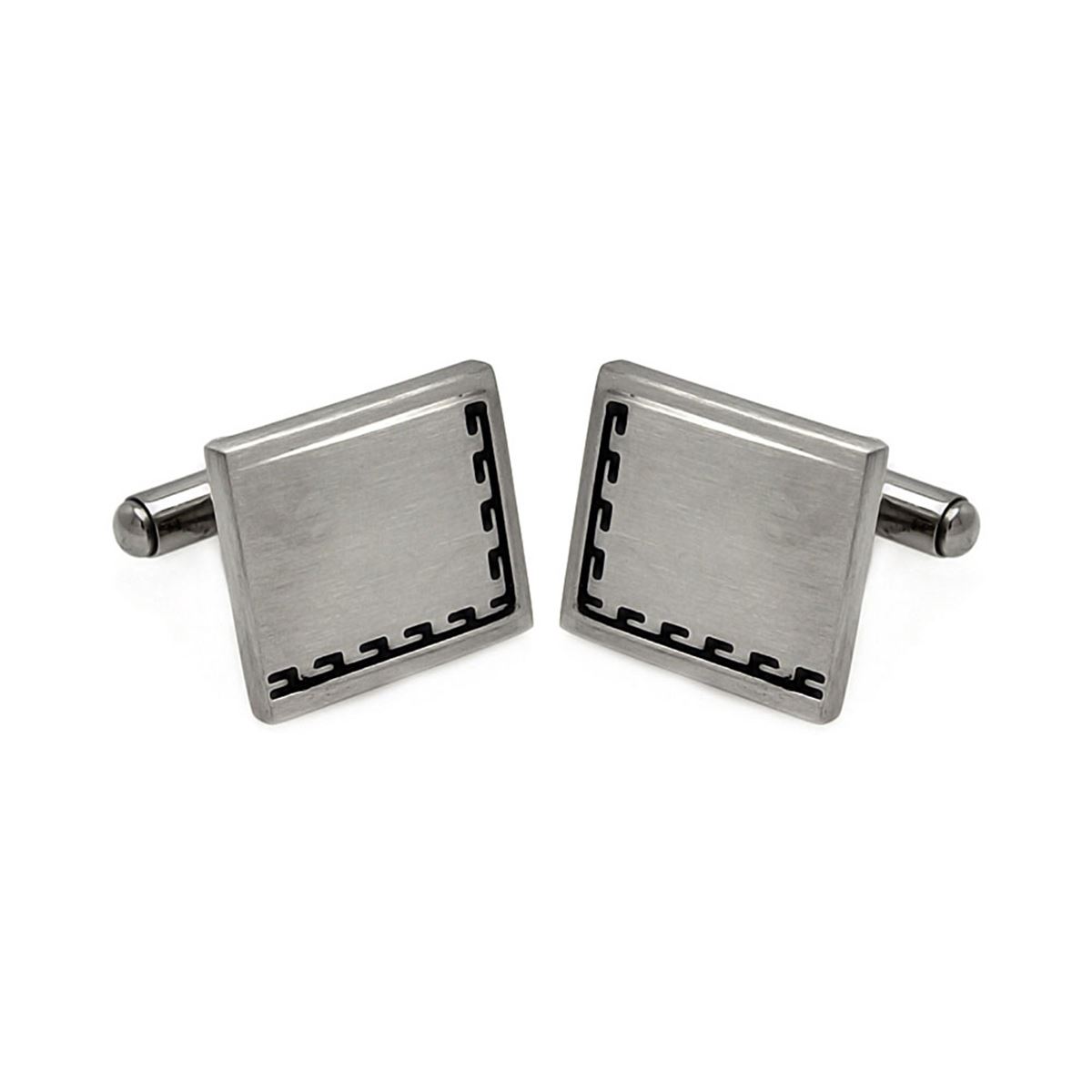 Stainless Steel Black Border Design Cufflinks scu00008
