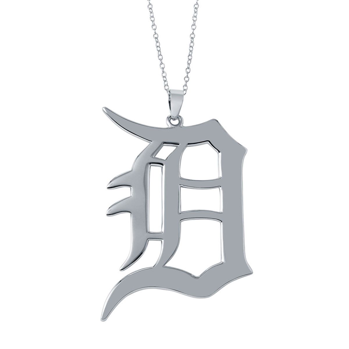 Sterling Silver Rhodium Plated Old English 'D' Pendant Necklace BGP00514