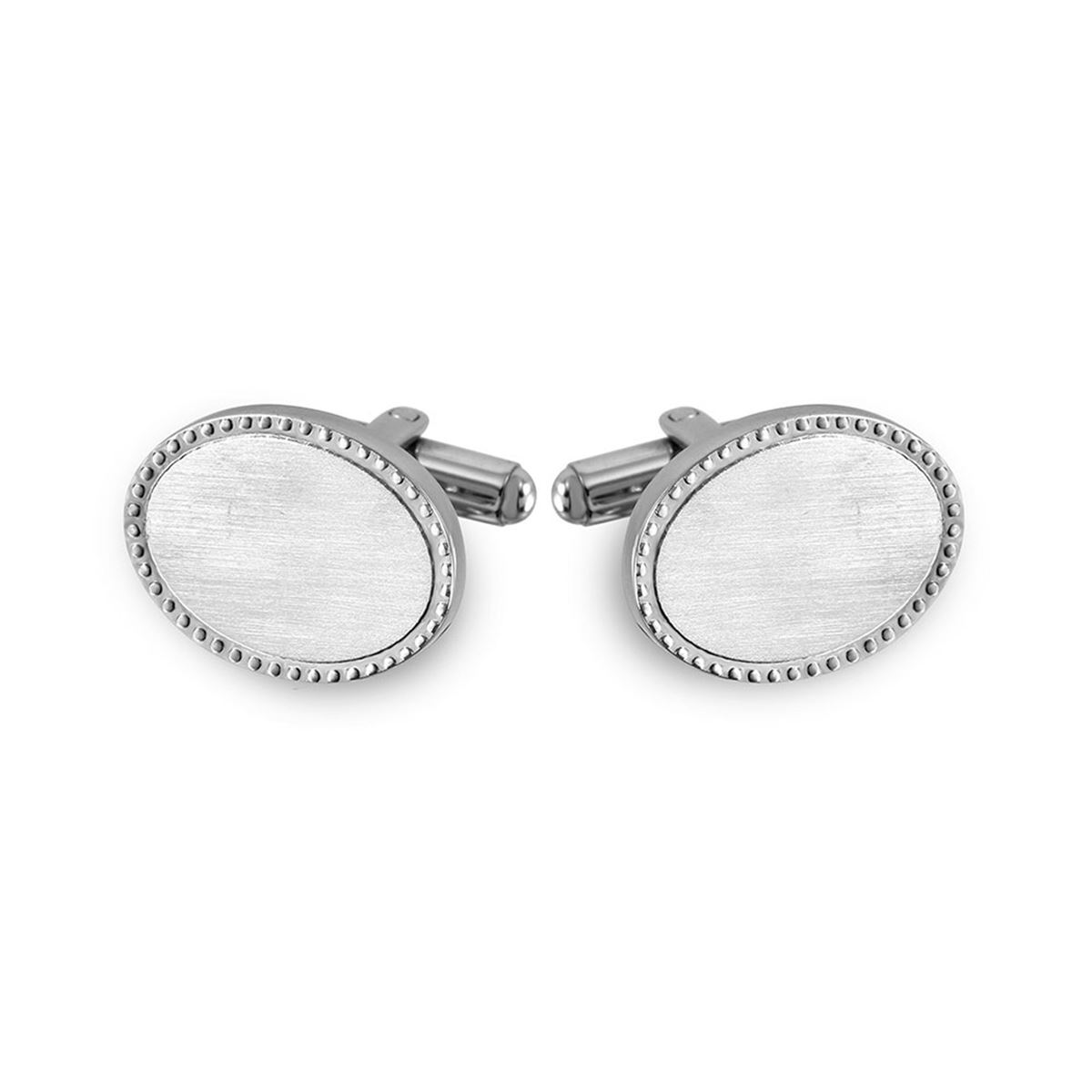 Stainless Steel Oval With Border Design Cufflinks - SCU00011