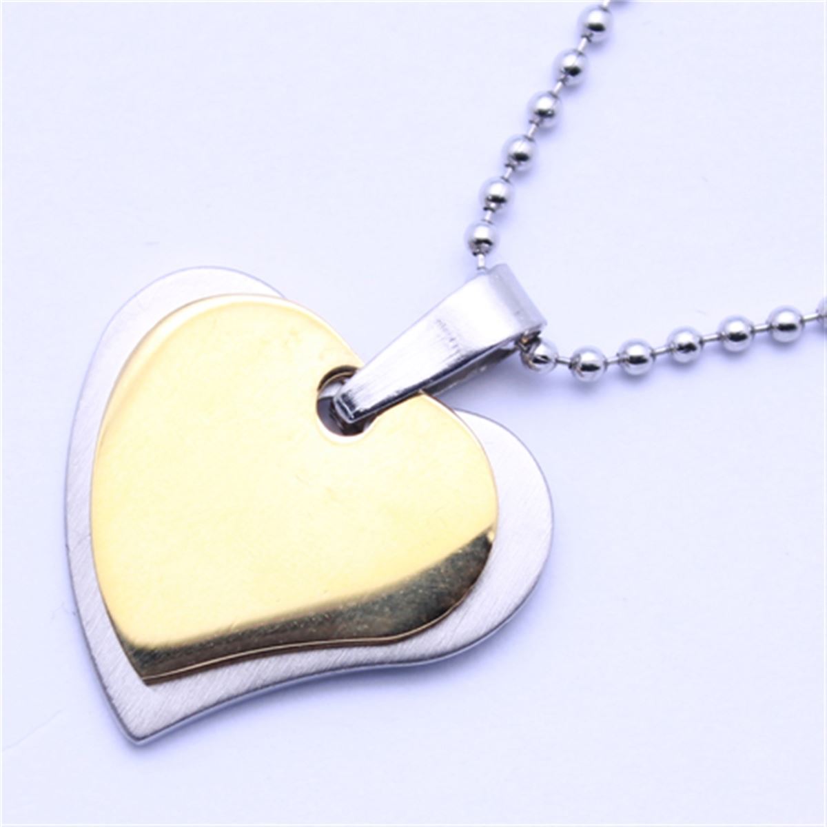 Stainless Two Tone Heart Necklace main image 1