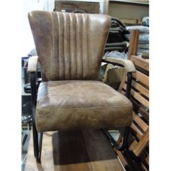 Vintage leather open arm chair