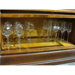 Shelf of crystal wine glasses