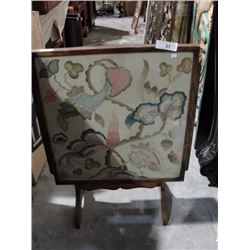 Scottish Needlepoint tilt top fireplace screen