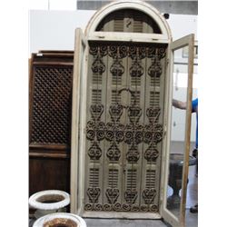 Pair of Victorian wrought iron doors w/shutters and glass doors