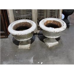 Pair of vintage white cast iron planters