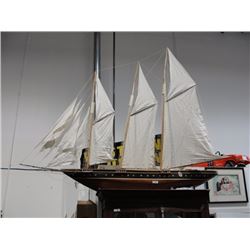 Large wood model Schooner approx. 6ft in length