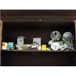 Shelf of vintage camera equipment
