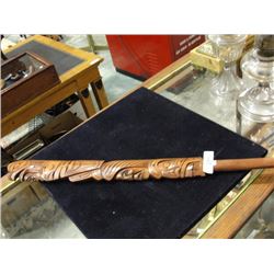 Carved Native stick signed John Joseph Squamish band