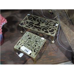 Pair of Victorian brass fireside trivets