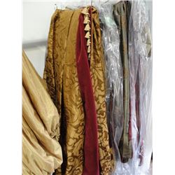 1 of 3 red velvet and gold brocade double sided floor length drapes