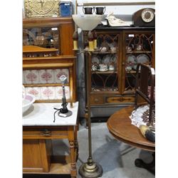 Brass torchiere lamp w/marble base