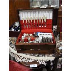 2 canteens w/miscellaneous flatware and coasters