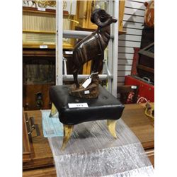 Carved ram figure & horn legged stool