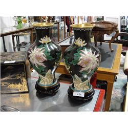 Pair of large cloisonne vases on stands