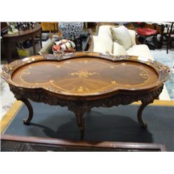|Highly carved inlaid coffee table