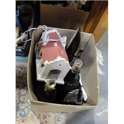 Box lot of lamps & collectibles