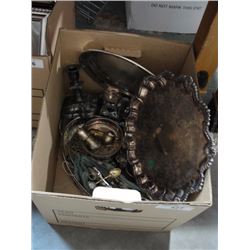 Box lot of silverplate