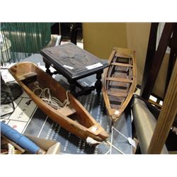 Pair of early BC pond boats and stool