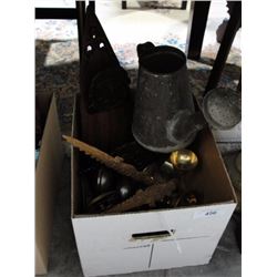 Box lot of brass etc