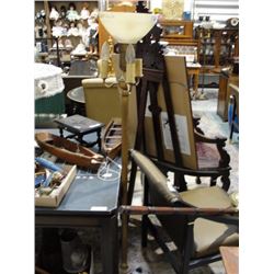 Brass torchiere lamp w/marble base