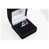 Image 2 : STUNNING 4.05CT AMETHYST AND DIAMOND RING, SI CLARITY, 2 DIAMONDS, STERLING SILVER AND PLATINUM,