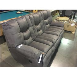 GREY MICROFIBER SUEDE RECLINING SOFA