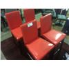 Image 1 : SET OF 4 RED LEATHER UPHOLSTERED BAR CHAIRS
