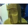 Image 2 : NATURAL WOOD PORTRAIT MASK WITH EAGLES, SALMON, RAVEN & SEAL CARVED INTO MASK FACE