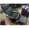 Image 1 : BLACK LEATHER RECLINER WITH OTTOMAN