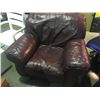 Image 2 : 2 PIECE BURGUNDY LEATHER SOFA & CHAIR