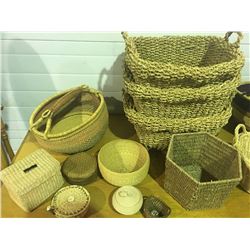 LARGE GROUP OF ASSORTED WOVEN BASKETS