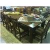 Image 1 : OAK DINING TABLE WITH 2 LEAFS & 8 CHAIRS, TABLE TOP SURFACE WEAR PRESENT