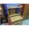 Image 1 : 5 ASSORTED WOODEN ACCENT PIECES - TOWEL HANGER, LINEN TRUNK, WICKER SELF UNIT, DARK