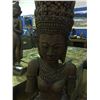 Image 2 : CARVED WOODEN INDONESIAN DEITY STATUE ON CARVED WOODEN PEDESTAL STAND - 4'3"H