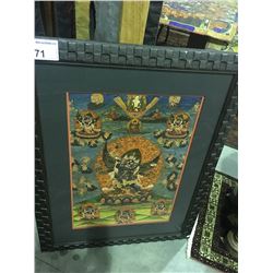 WOOD FRAMED HAND PAINTED ON CANVAS EASTERN CULTURE DEITY