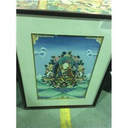 WOOD FRAMED HAND PAINTED ON CANVAS EASTERN CULTURE DEITY