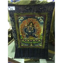 TAPESTRY SURROUND HAND PAINTED ON CANVAS EASTERN CULTURE DEITY