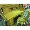 Image 1 : DOUBLE PEDESTAL OAK ROLL TOP DESK WITH CHAIR