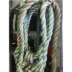 2 HEAVY DUTY 20FT LENGTHS OF TOW ROPE & 4 CLEVIS'S