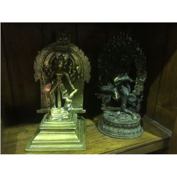 2 10" VINTAGE SOLID BRASS DEITY FIGURES