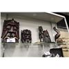 Image 2 : SHELF LOT OF BALINESE WOOD CARVINGS/MASKS