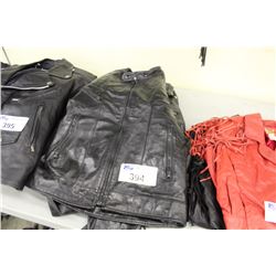 STACK OF LEATHER JACKETS